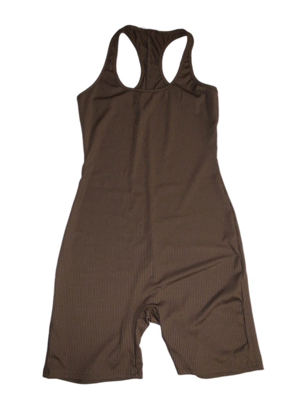 Women's Unbranded Brown Ribbed Racerback Romper L